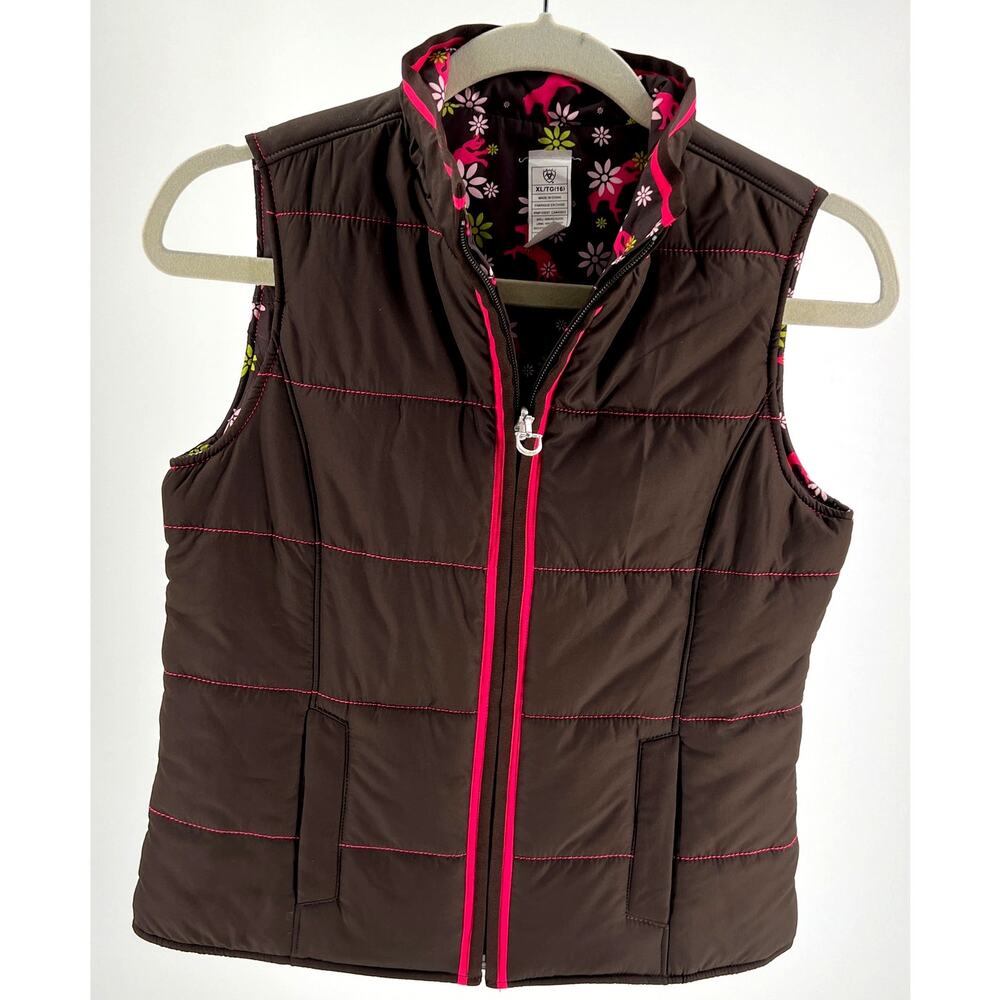 Ariat Kids XL Reversible Equestrian Laurel Vest NWT - Picture 3 of 6